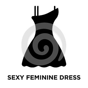 feminine dress in black iconÃÂ  vector isolated on white bac photo